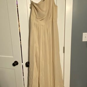 One shoulder champagne bridesmaid dress